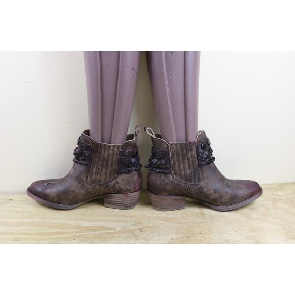 New Circle G by Corral Boots 7 Brown Leather Distressed Harness Studs Western - Picture 6 of 13